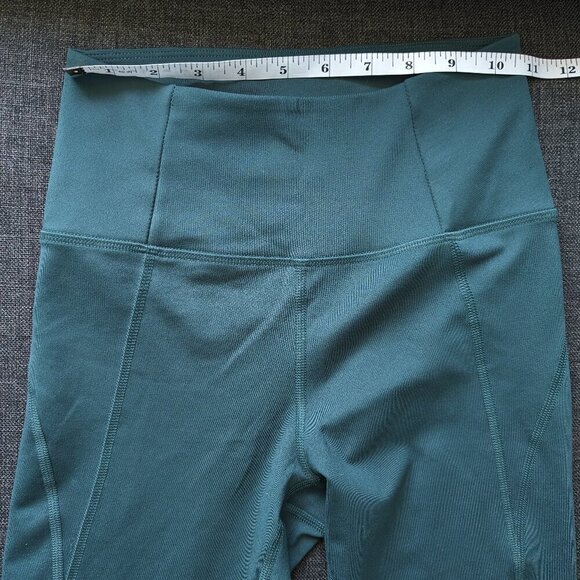 High Rise Dark Teal Green Girlfriend Collective Athletic Leggings - Picture 5 of 9